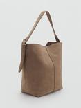 Mango Carnaby Large Suede Handbag, Light Pastel Brown