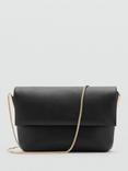 Mango Pochette Fold Over Chain Strap Crossbody Bag, Black