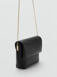 Mango Pochette Fold Over Chain Strap Crossbody Bag, Black