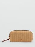 Mango Mateo Raffia Effect Toiletries Bag, Medium Brown