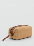 Mango Mateo Raffia Effect Toiletries Bag, Medium Brown