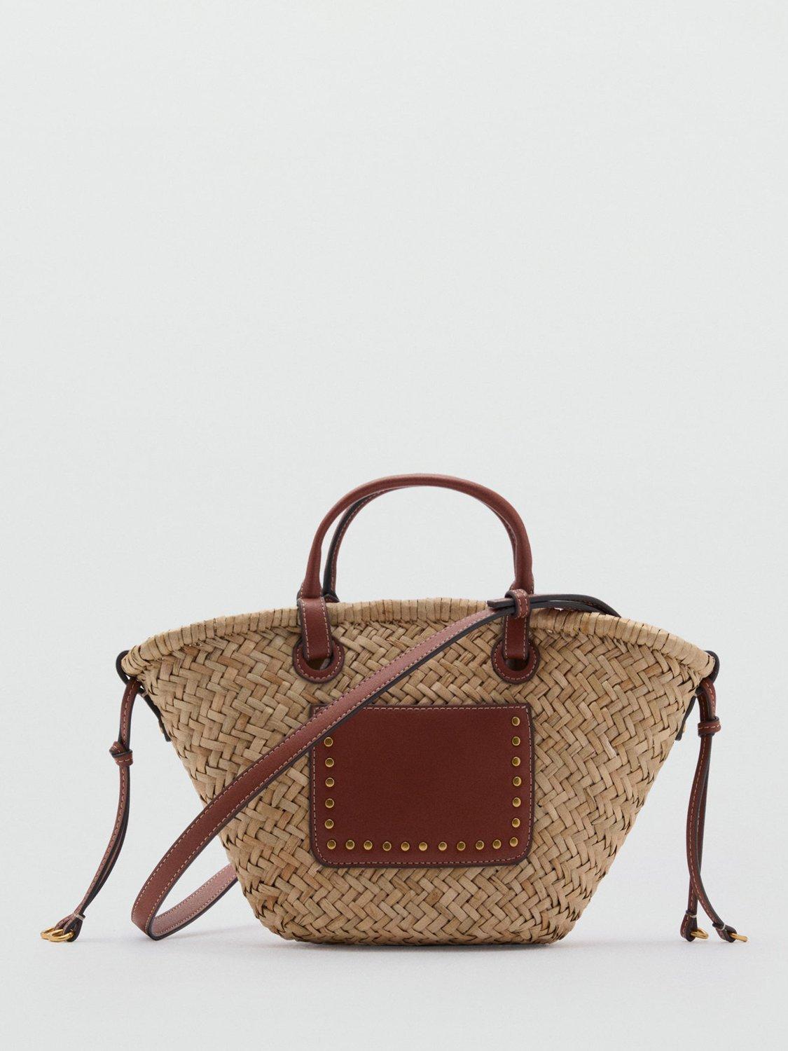 Mango Tanger Straw Handbag, Beige/Tan