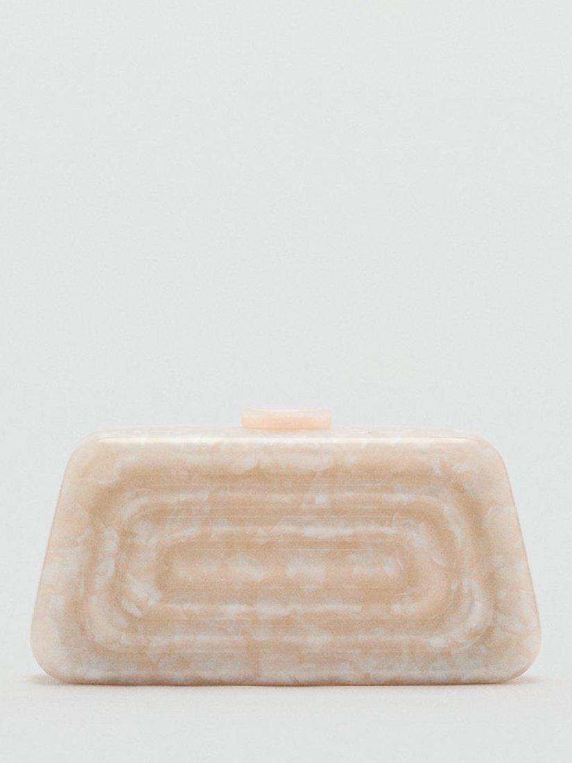 Mango Zina Faux Pearl Clutch Bag, Beige