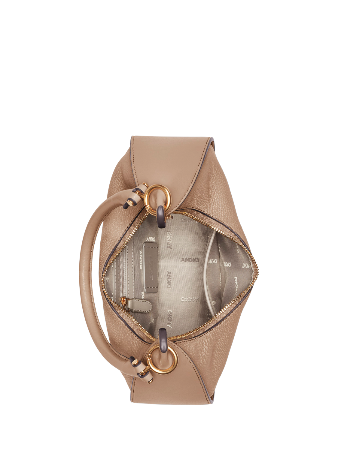 Product image 3 of 5, which shows DKNY Abby Leather Hobo Crossbody Bag, Beige