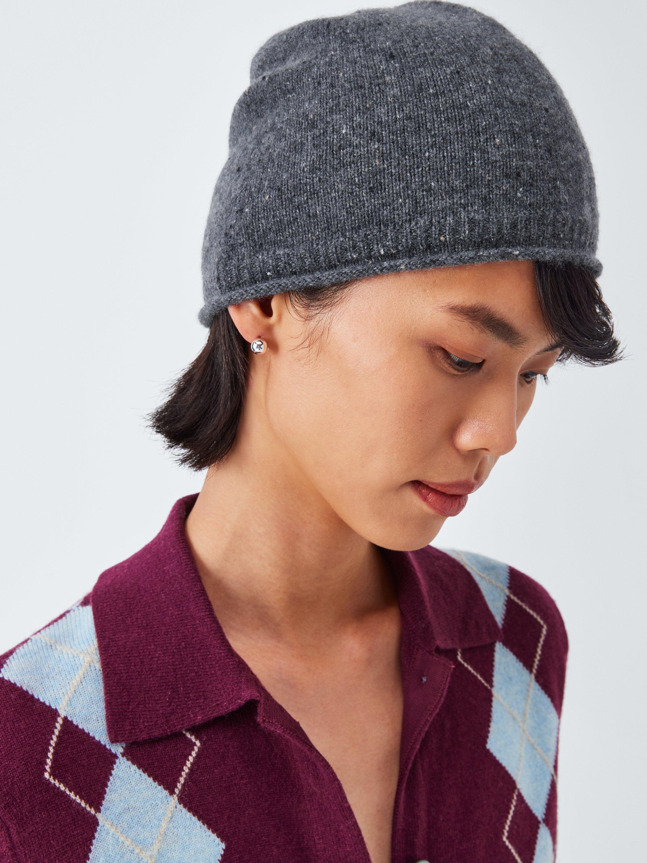 John Lewis Donegal Cashmere Beanie Hat, Charcoal