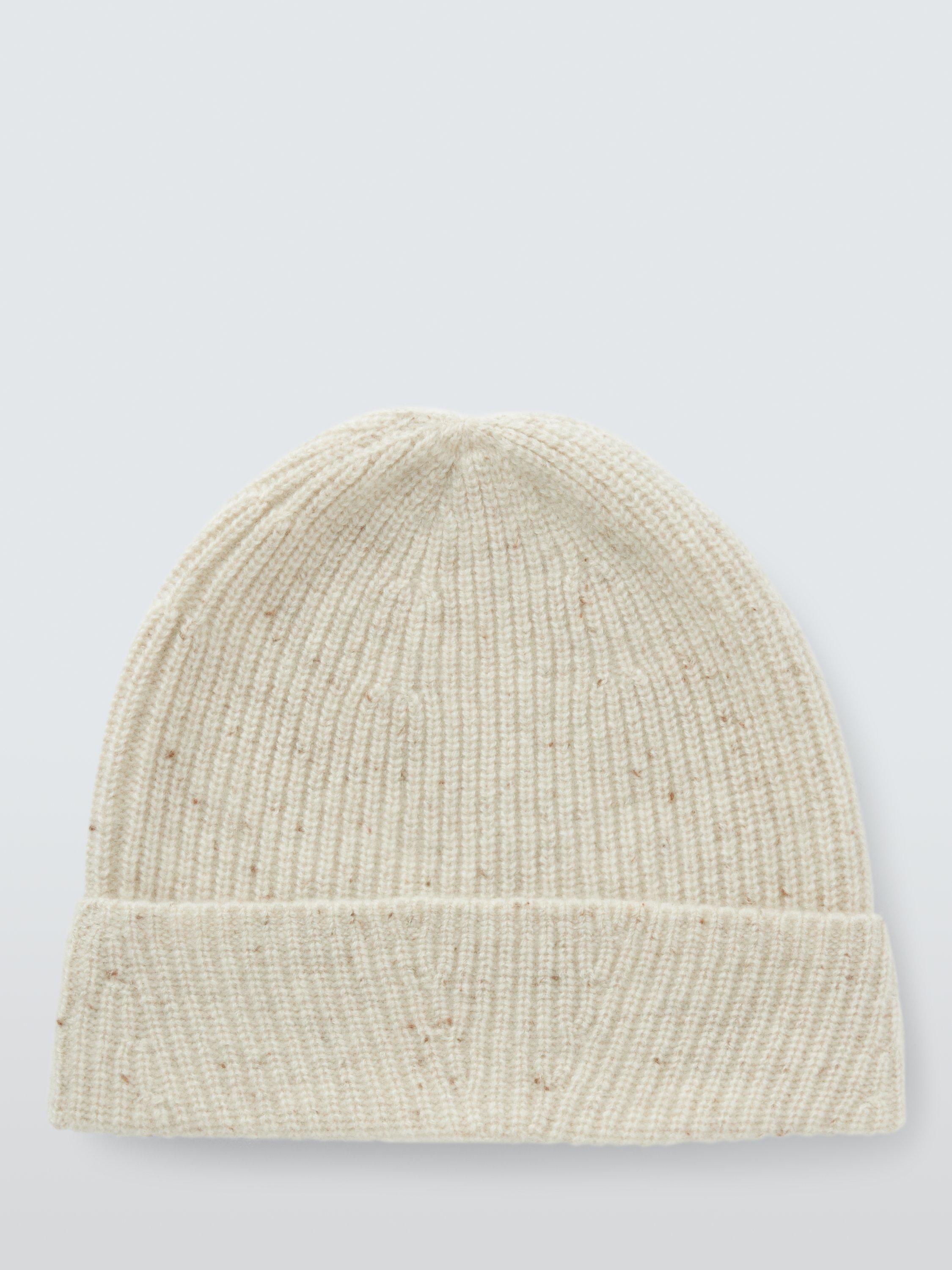 Product image 2 of 5, which shows John Lewis Donegal Ribbed Cashmere Beanie Hat, Cream
