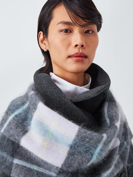John Lewis Brushed Check Cashmere Scarf, Multi, Multi