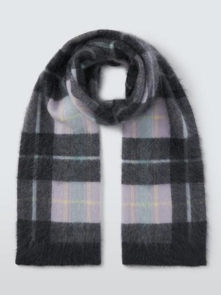 John Lewis Brushed Check Cashmere Scarf, Multi - view 2, Multi