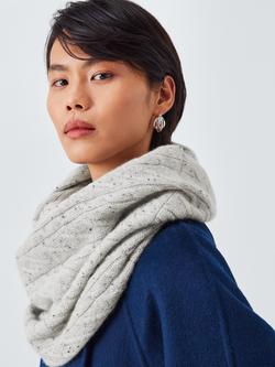 John Lewis Donegal Cable Cashmere Snood, Grey, Grey