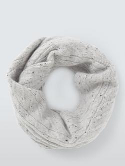 John Lewis Donegal Cable Cashmere Snood, Grey - view 2, Grey