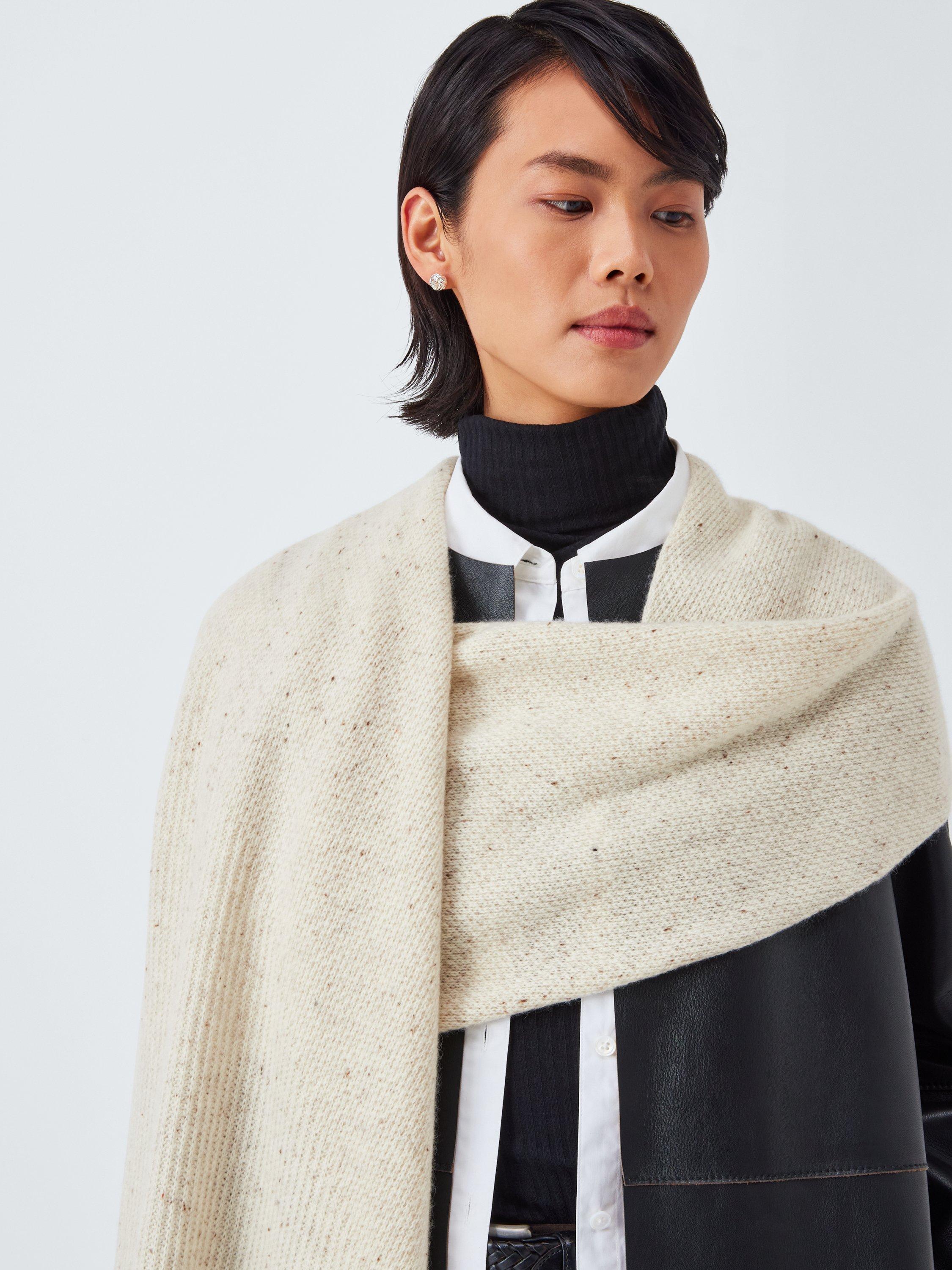 Product image 1 of 6, which shows John Lewis Donegal Ribbed Cashmere Scarf, Cream
