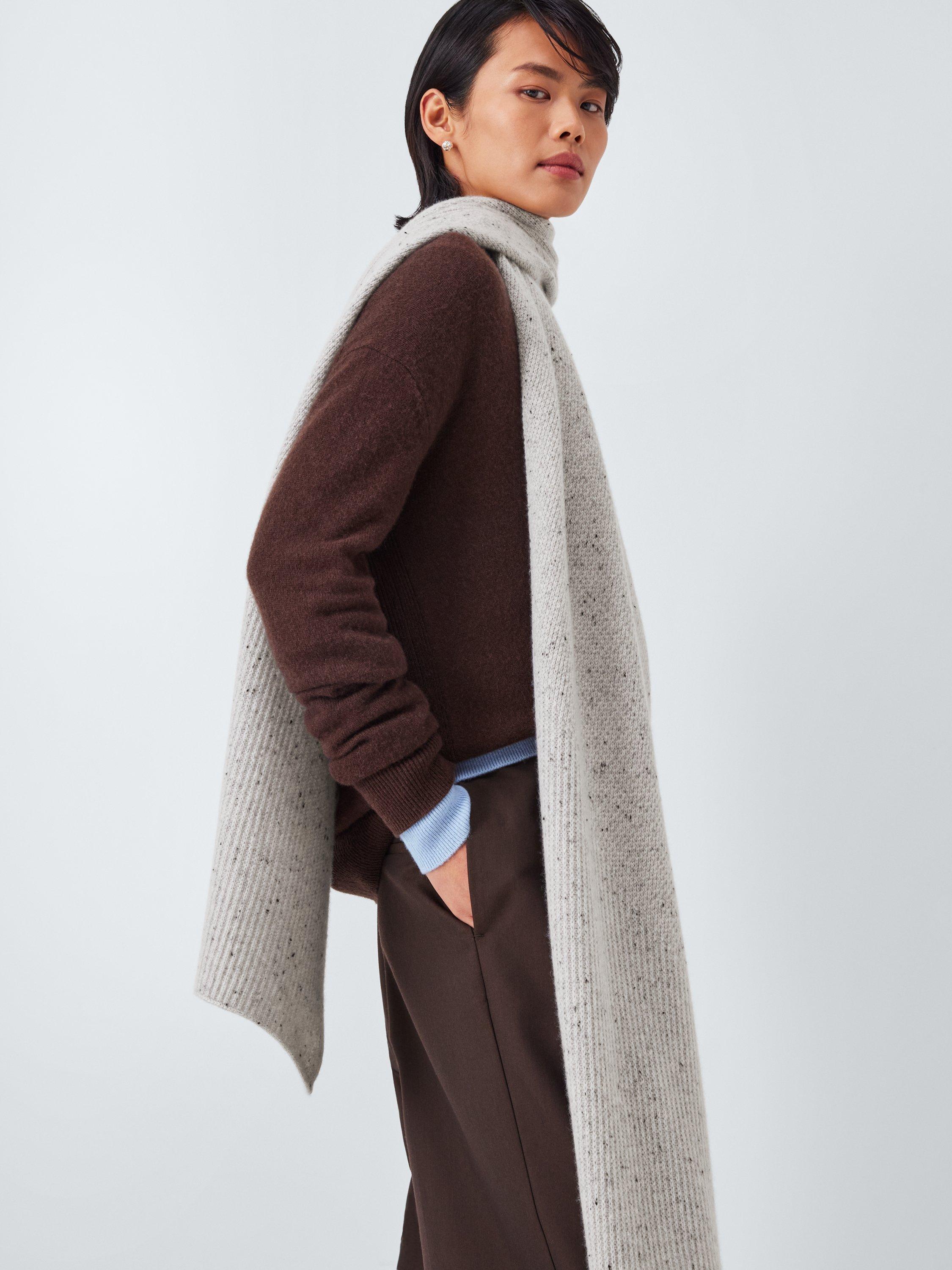 Product image 6 of 6, which shows John Lewis Donegal Ribbed Cashmere Scarf, Grey