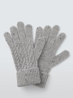 John Lewis Donegal Cable Cashmere Gloves, Grey, Grey