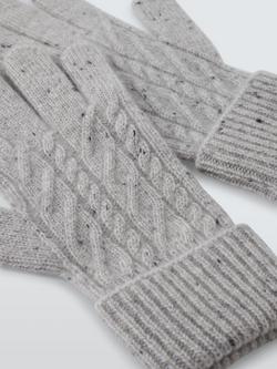 John Lewis Donegal Cable Cashmere Gloves, Grey - view 2, Grey