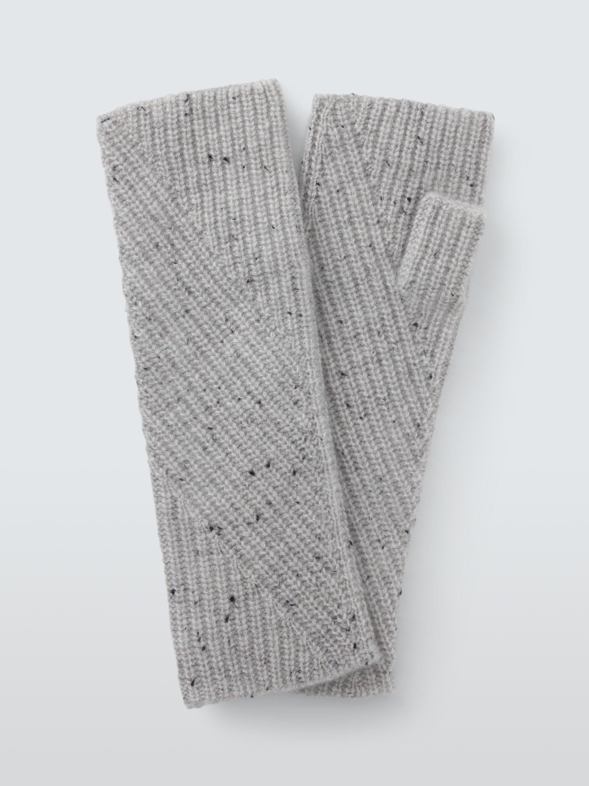 John Lewis Donegal Ribbed Cashmere Handwarmers, Grey
