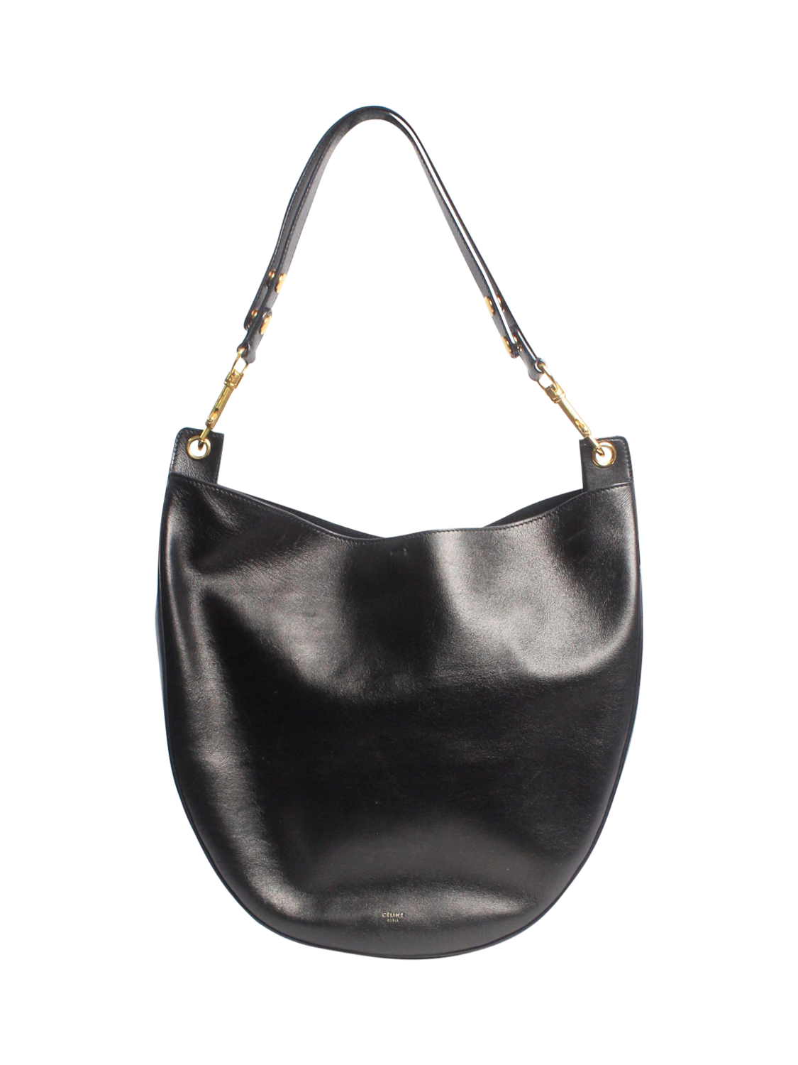 Product image 1 of 5, which shows Pre-loved CELINE Leather Rounded Shoulder Bag, Black