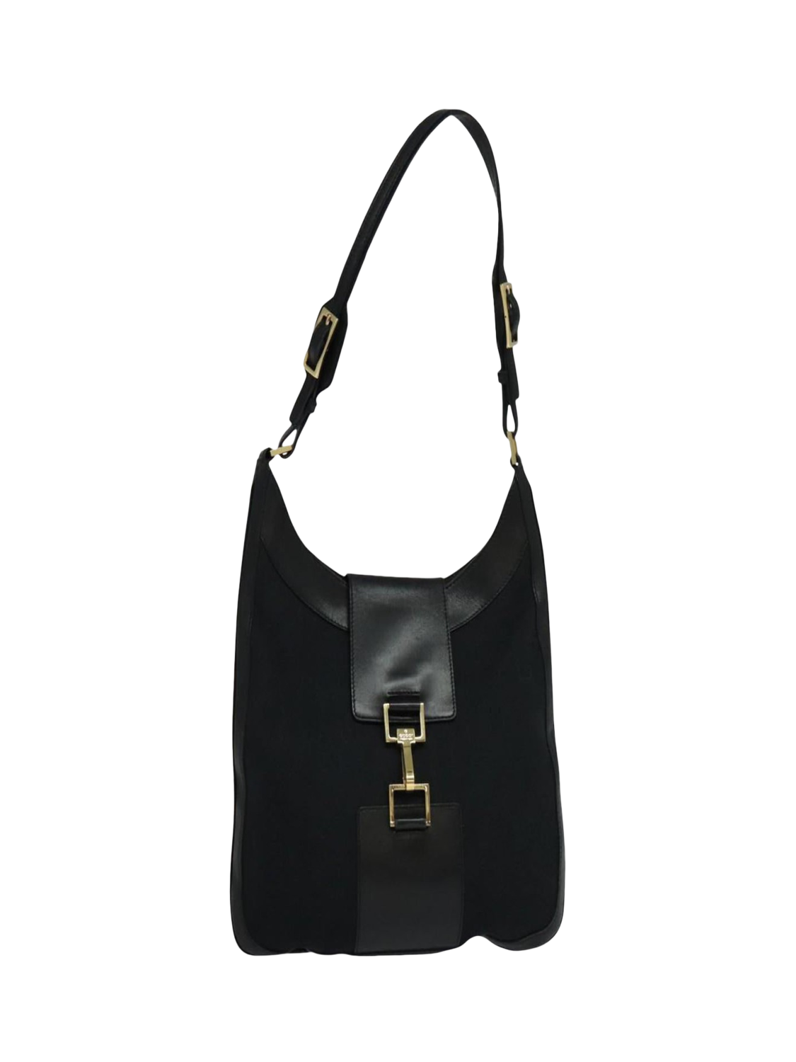 Pre-loved GUCCI Jackie GG Canvas and Leather Shoulder Bag, Black