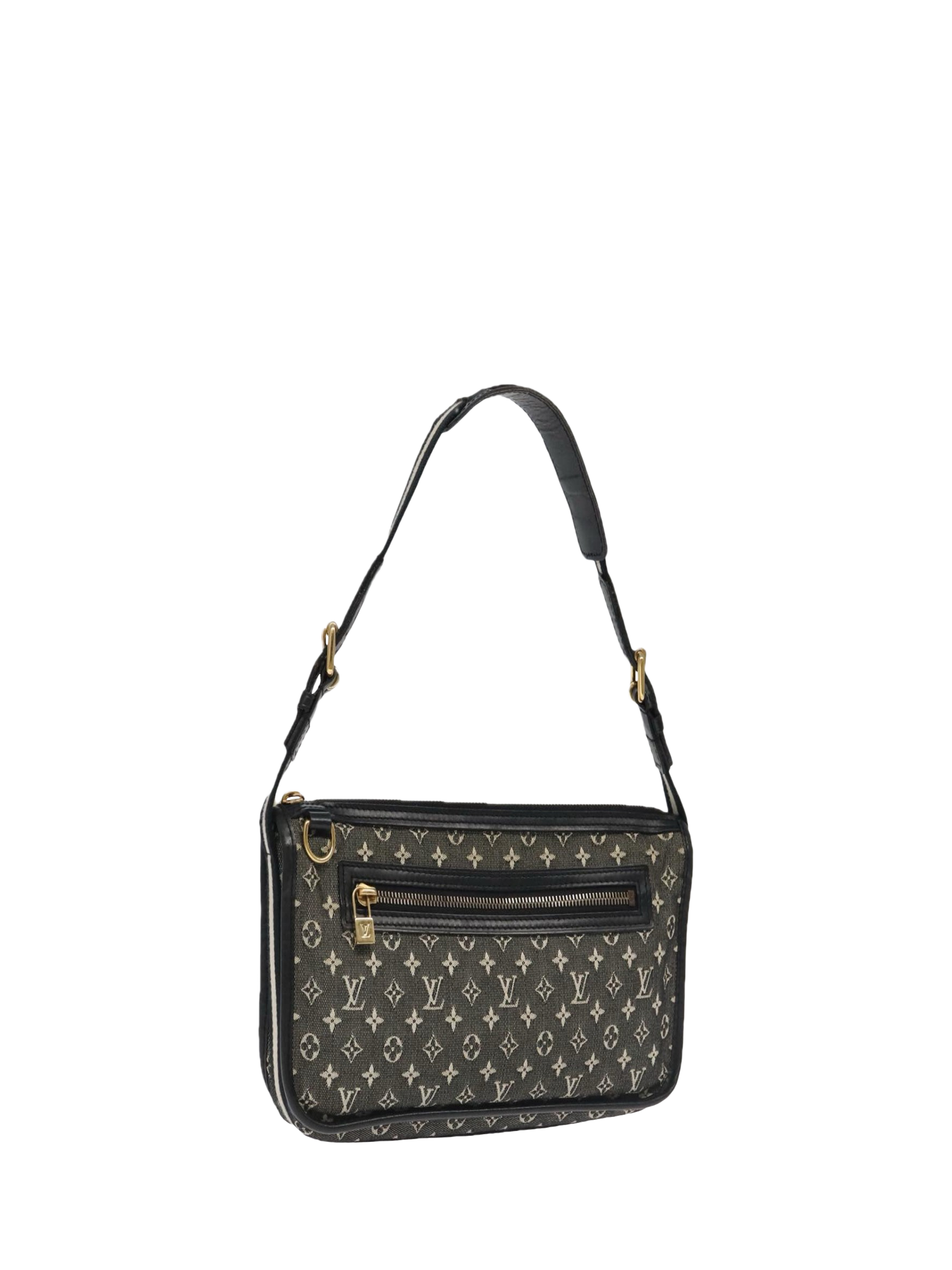 Product image 1 of 10, which shows Pre-loved Louis Vuitton 2005 Monogram Mini Pochette Catrain Shoulder Bag, Black