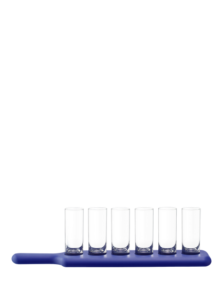 LSA International Paddle Pop Ash Wood Board & 6 Shot Glass Set, Tarn Blue - view 2, Blue