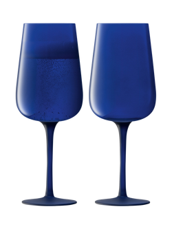 LSA International Arc Contrast Champagne Glass Flute, Set of 2, 280ml, Cobalt, Blue