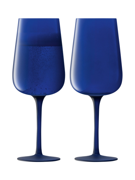 LSA International Arc Contrast Champagne Glass Flute, Set of 2, 280ml, Cobalt, Blue