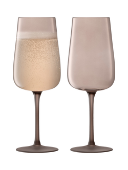 LSA International Arc Contrast Champagne Glass Flute, Set of 2, 280ml, Earth, Brown