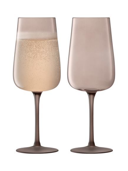 LSA International Arc Contrast Champagne Glass Flute, Set of 2, 280ml, Earth, Brown