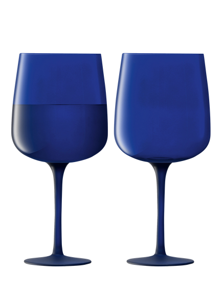 LSA International Arc Contrast Wine Glass, Set of 2, 330ml, Cobalt, Blue