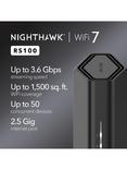 Netgear Nighthawk RS100 Dual Band Wi-Fi 7 Router, BE3600, Black