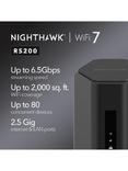 Netgear Nighthawk RS200 Dual Band Wi-Fi 7 Router, BE6500, Black