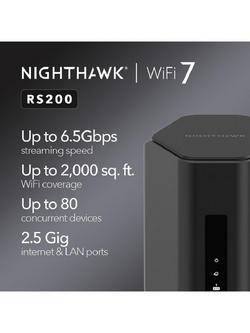 Netgear Nighthawk RS200 Dual Band Wi-Fi 7 Router, BE6500, Black - view 2, Black