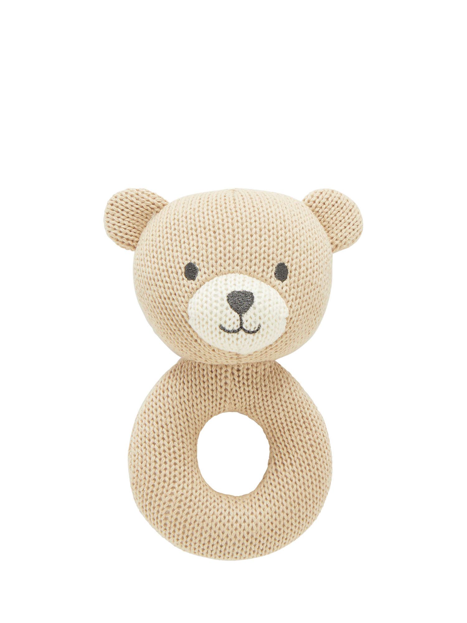 Product image 1 of 2, which shows Purebaby Knitted Bear Rattle, Wheat Bear