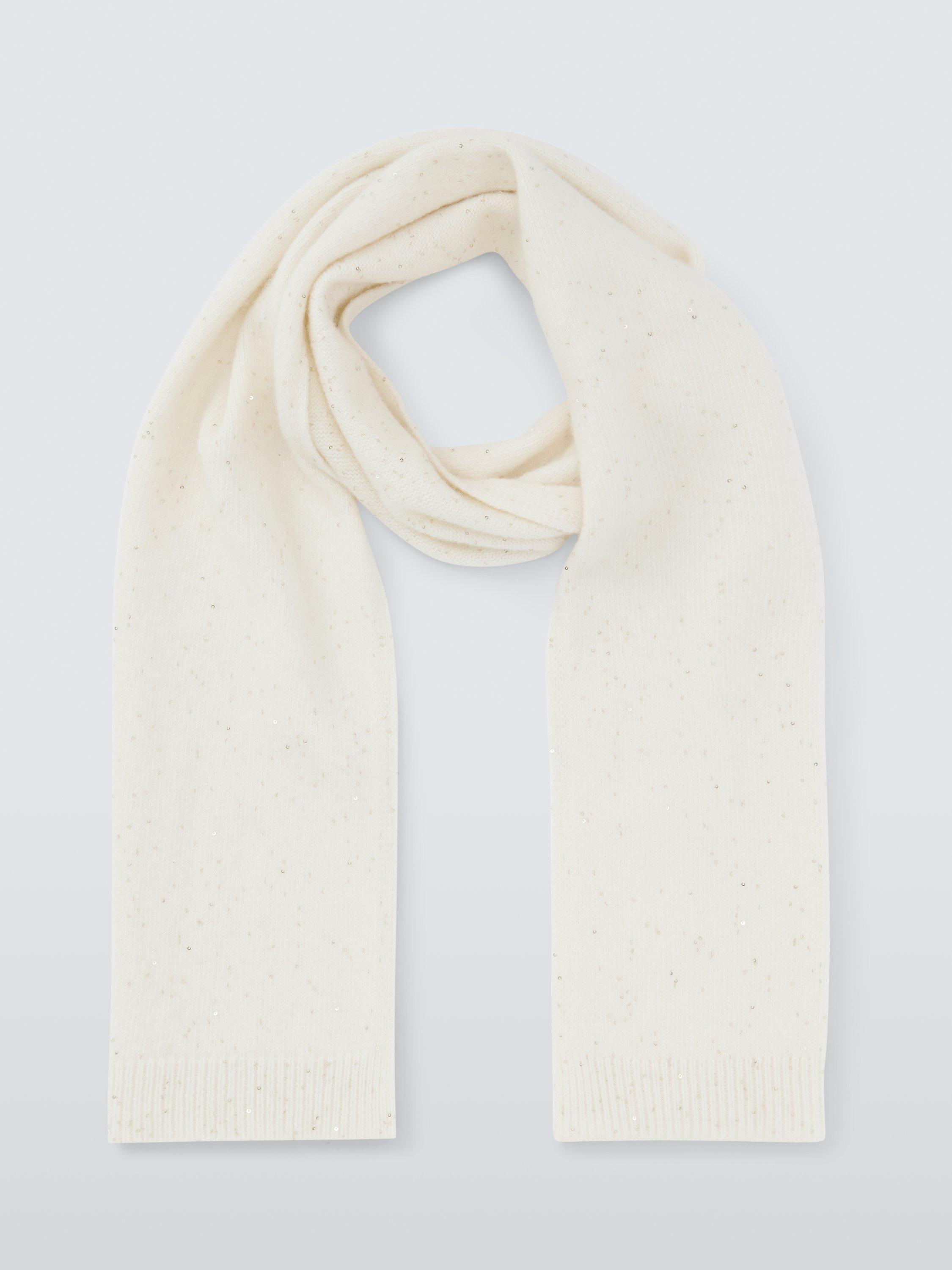 Product image 2 of 5, which shows John Lewis Sequin Cashmere Blend Scarf, Ivory
