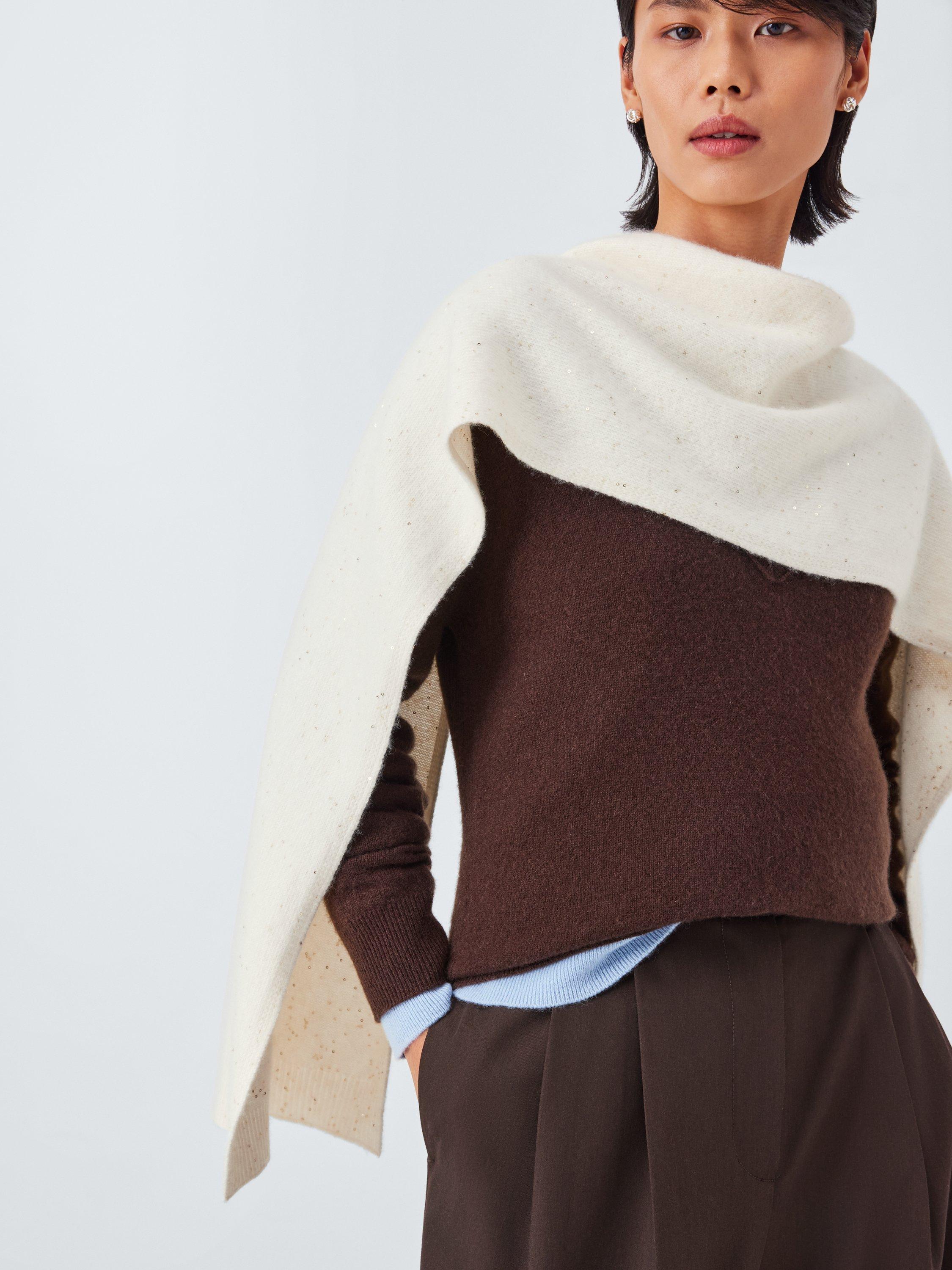 Product image 5 of 5, which shows John Lewis Sequin Cashmere Blend Scarf, Ivory