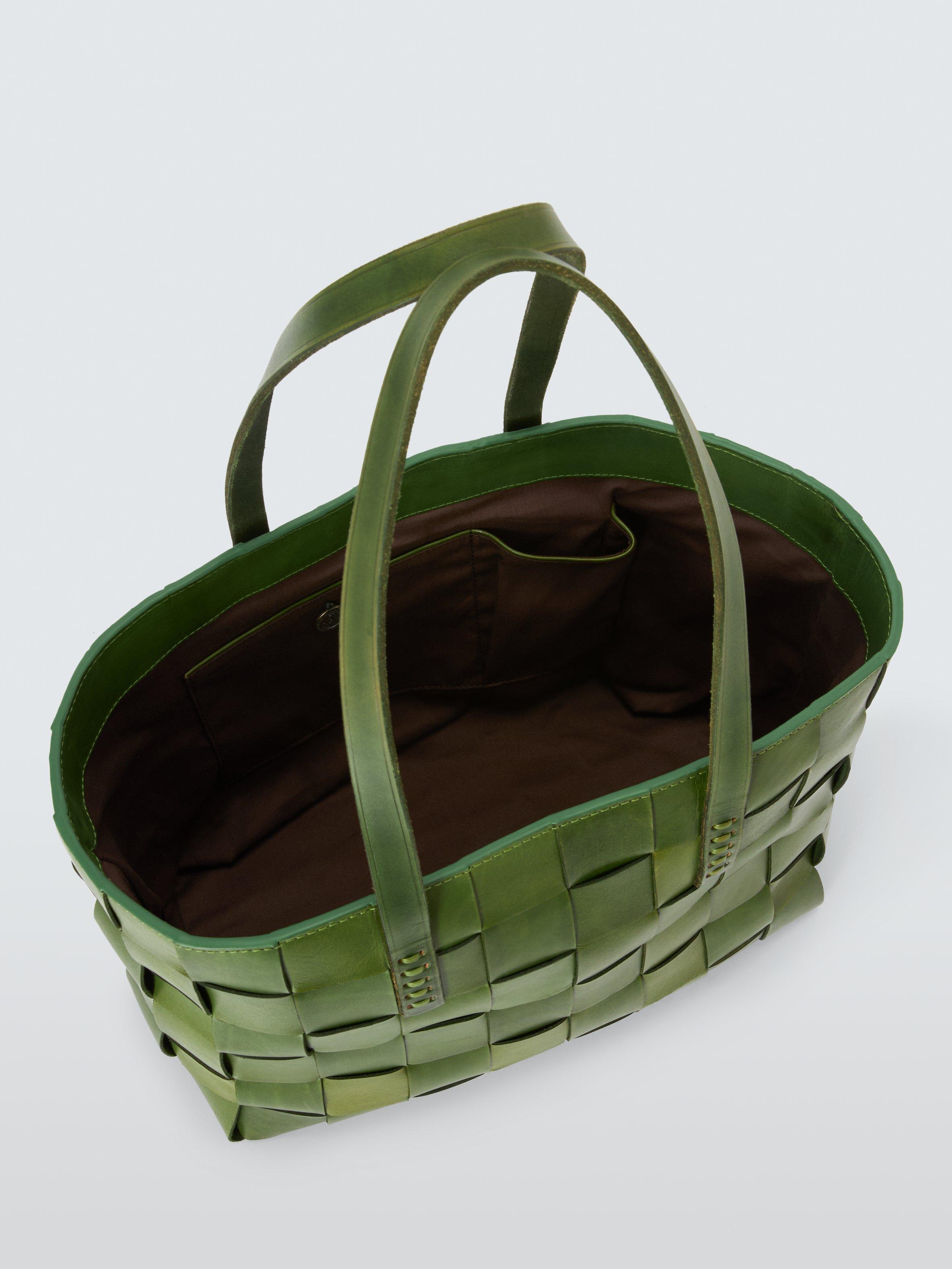 Product image 3 of 4, which shows Dragon Diffusion Japan Woven Leather Tote Bag, Leaf Green