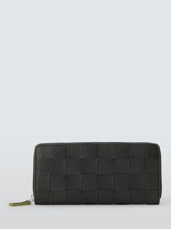 Dragon Diffusion Woven Leather Zipped Purse, Black