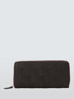 Dragon Diffusion Woven Leather Zipped Purse, Dark Brown