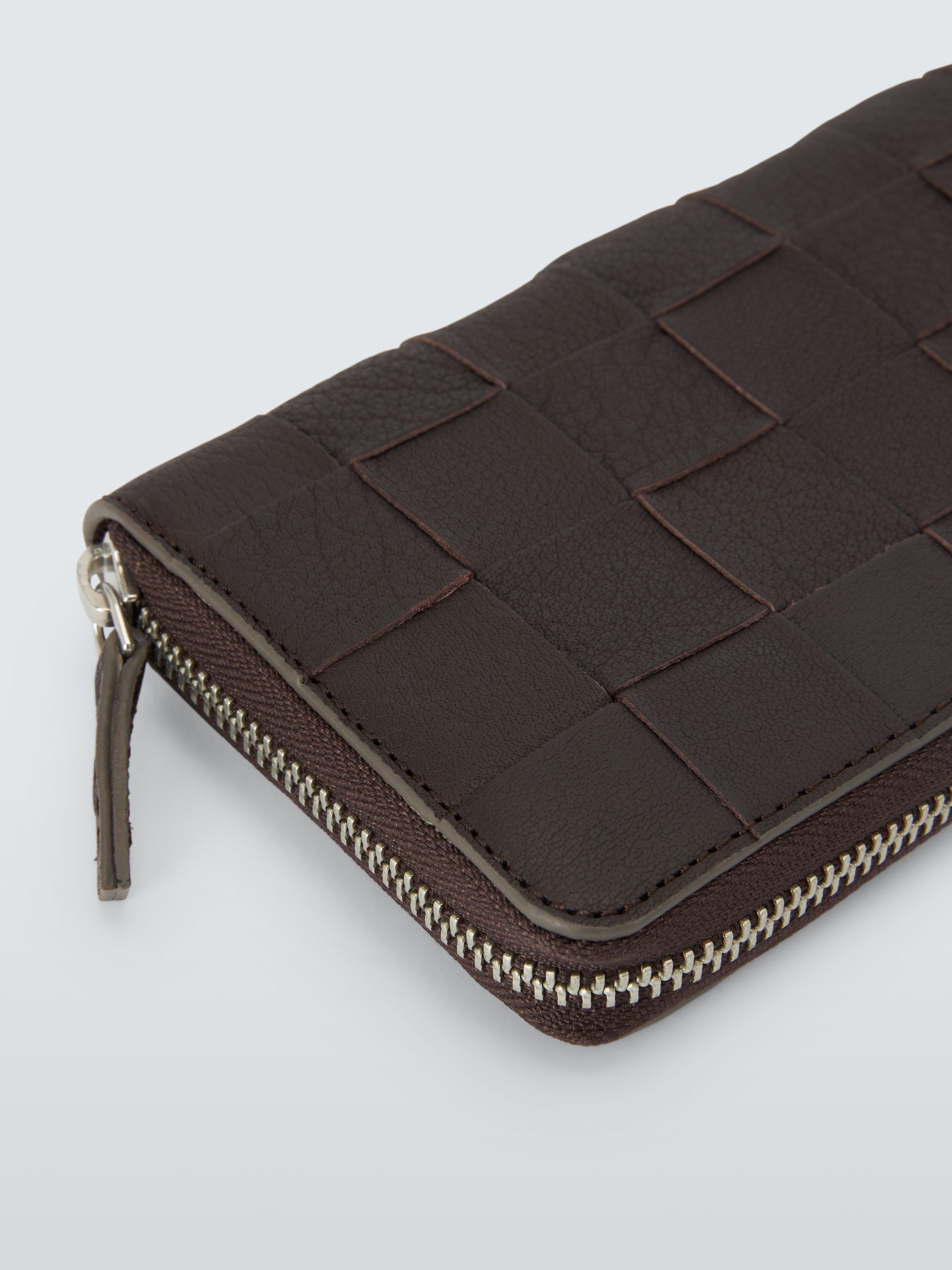 Product image 4 of 4, which shows Dragon Diffusion Woven Leather Zipped Purse, Dark Brown