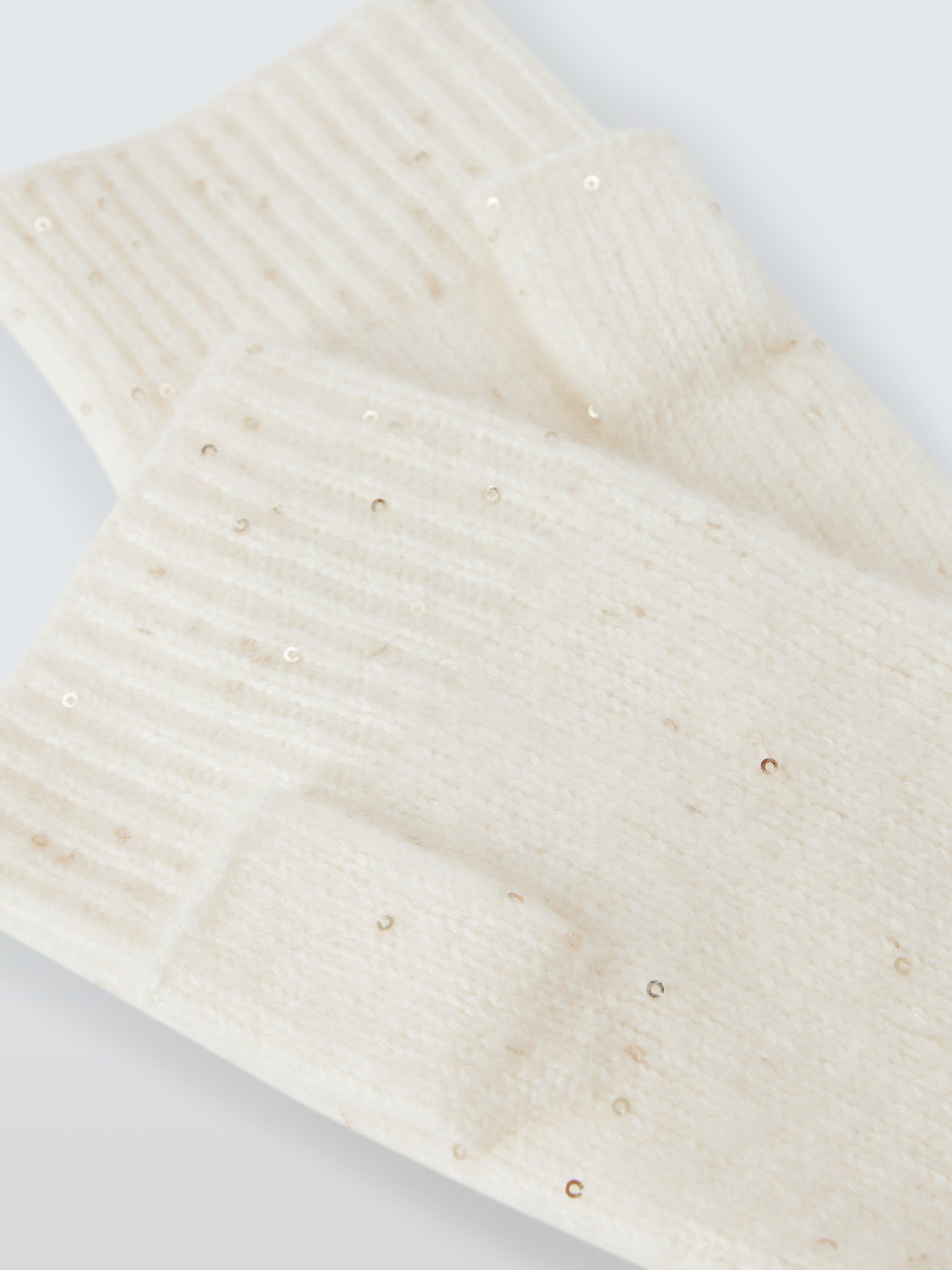 Product image 2 of 2, which shows John Lewis Sequin Cashmere Blend Handwarmers, Ivory