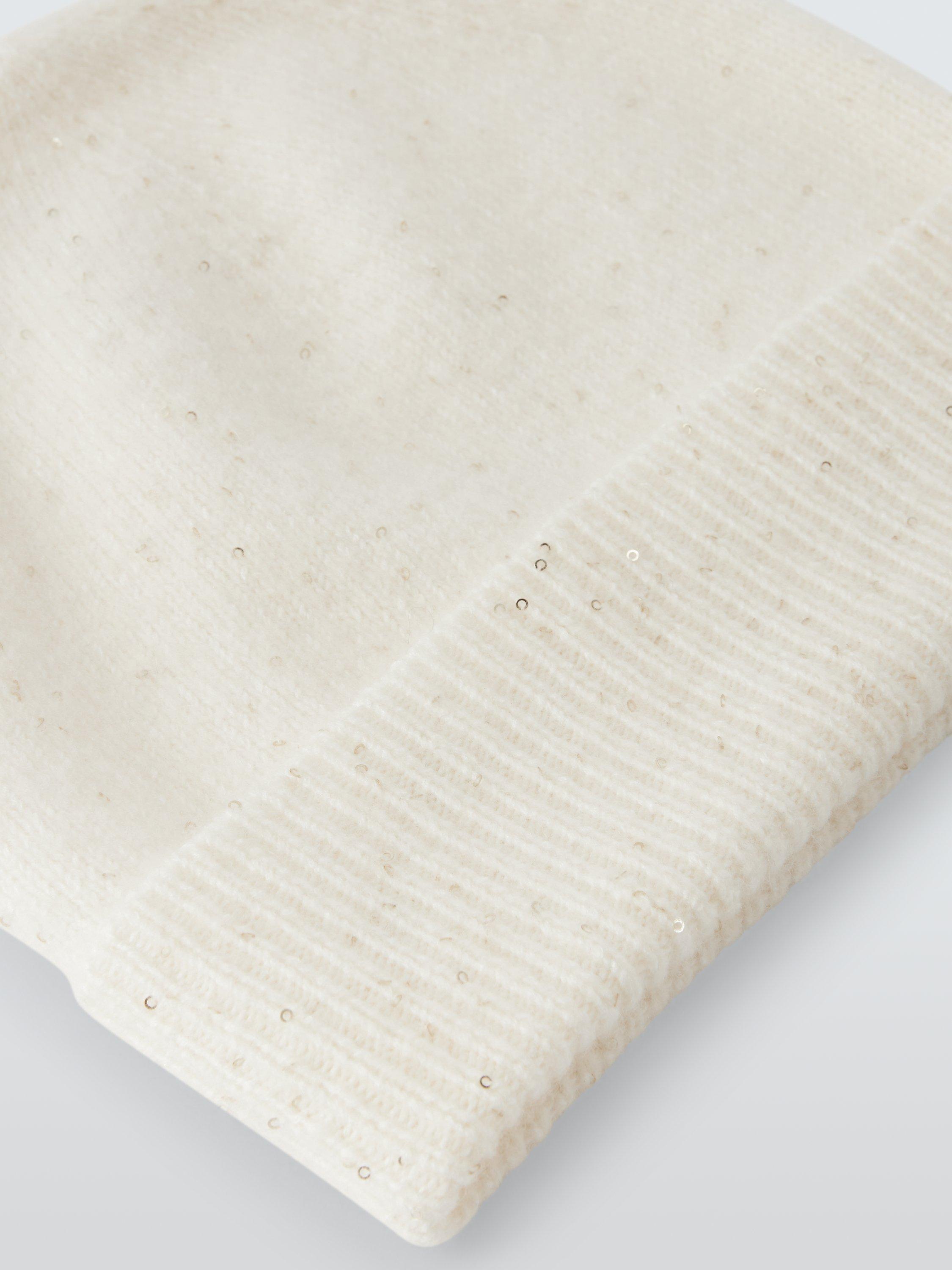 Product image 3 of 4, which shows John Lewis Sequin Cashmere Blend Beanie Hat, Ivory