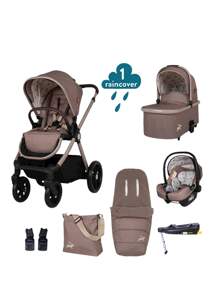 Cosatto Giggle 4 Pushchair, Carrycot, Accessories and Tote i-Size Baby Car Seat with Base Bundle, Lollop