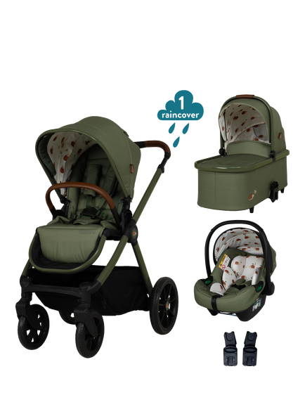 Cosatto Giggle 4 Pushchair, Carrycot and Tote i-Size Baby Car Seat Bundle, Hoglet