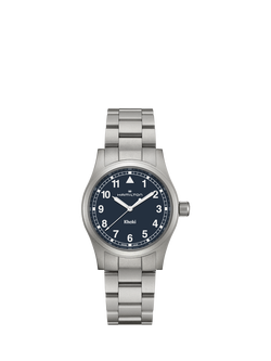 Hamilton H69301140 Khaki Field Quartz Unisex Bracelet Strap Watch, Navy/Silver, Blue