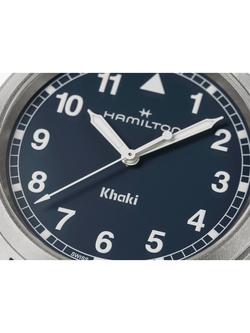 Hamilton H69301140 Khaki Field Quartz Unisex Bracelet Strap Watch, Navy/Silver - view 2, Blue
