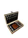 Selbrae House Wood Games Set with Pheasant Hip Flask