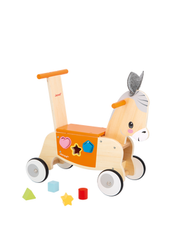 Janod Wooden Ride-On Donkey and Shape Sorter, Multi