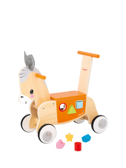 Janod Wooden Ride-On Donkey and Shape Sorter - view 2, Multi