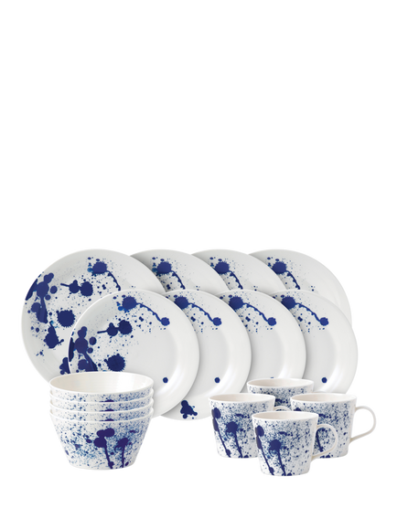 Royal Doulton 1815 Pacific Splash Porcelain Dinnerware Set, 16 Piece, Blue Bright, Blue Bright