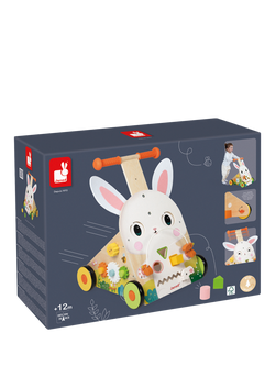 Janod Wooden Bunny Rabbit Trolley Baby Activity Toy - view 2, Multi
