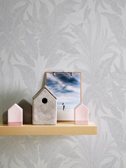 Galerie Botanical Leaves Wallpaper - view 2, Silver Grey